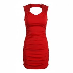 FAITH CONNEXION Women’s Red Mini Dress Cocktail Evening Bejeweled Size Small